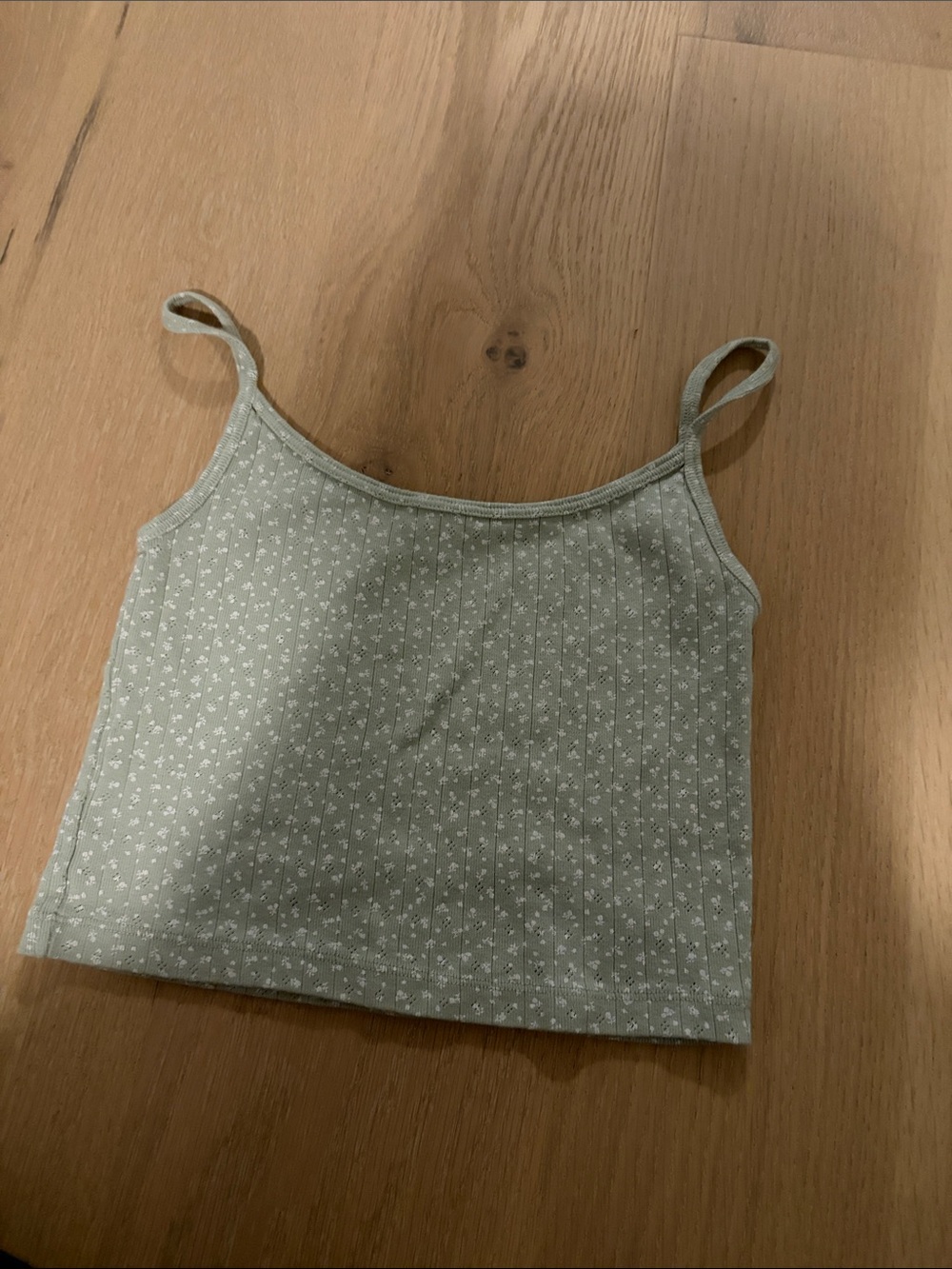 Brandy Melville Light Sage Ribbed Floral Cami